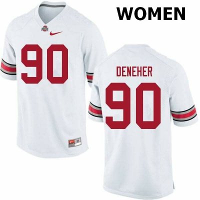 NCAA Ohio State Buckeyes Women's #90 Jack Deneher White Nike Football College Jersey PPN3045CO